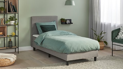 Boxspring Illinois vlak met gestoffeerd matras, lichtgrijs