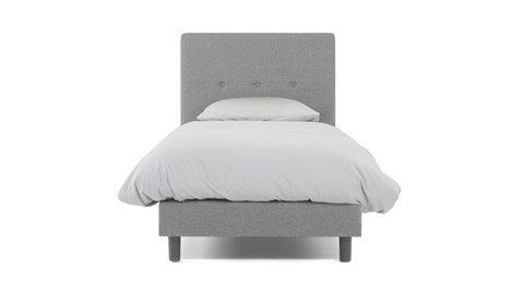 Boxspring Illinois vlak met Bridge matras 1-persoons, lichtgrijs