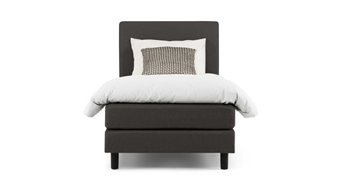 Boxspring California vlak met gestoffeerd matras 1-persoons, donkergrijs