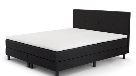 Boxspring Illinois vlak met gestoffeerd matras, zwart