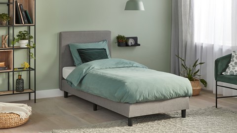 Boxspring Illinois vlak met Bridge matras, lichtgrijs