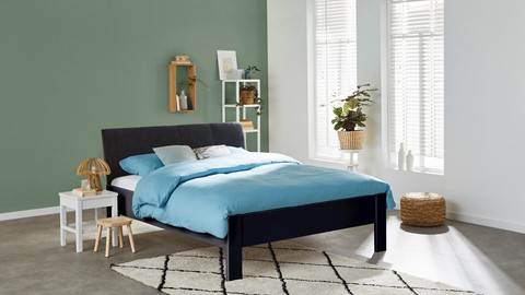 Bed Space met gestoffeerd hoofdbord, grijs + grijs