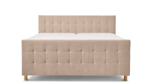 Boxspring Grid verstelbaar met gestoffeerd matras en voetbord, beige