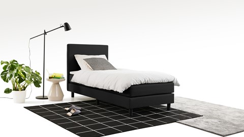Boxspring California vlak met gestoffeerd matras 1-persoons, zwart
