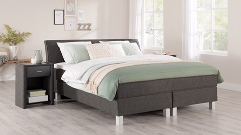 Boxspring Morero vlak met gestoffeerd matras, antraciet