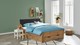 Bed Space met gestoffeerd hoofdbord en opbergladen, eiken + grijs