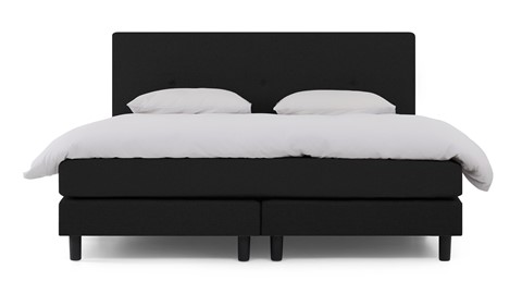 Boxspring Illinois vlak met gestoffeerd matras 2-persoons, zwart
