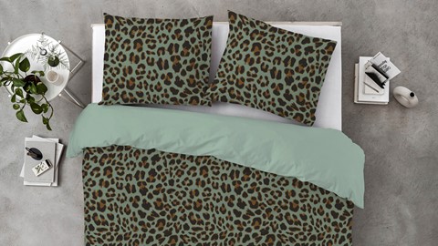 Dekbedovertrek Lazy Leopard, groen