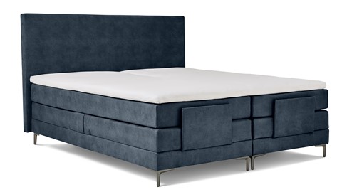 Boxspring Broad verstelbaar met gestoffeerd matras, blauw