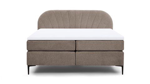Boxspring Scallop vlak met gestoffeerd matras, taupe
