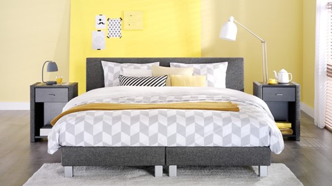 Box Kerry Deluxe vlak met polyether matras, antraciet