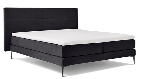 Boxspring Blocks vlak met gestoffeerd matras, zwart