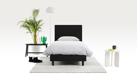 Boxspring Illinois vlak met Bridge matras 1-persoons, zwart