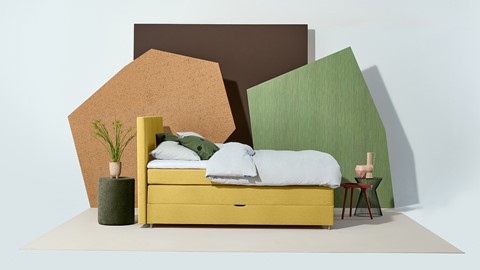 Opbergboxspring Square met gestoffeerd matras, floyd okergeel
