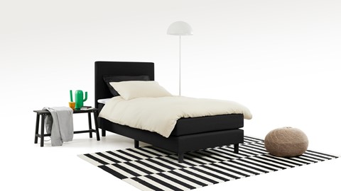 Boxspring Boston vlak met gestoffeerd matras, zwart