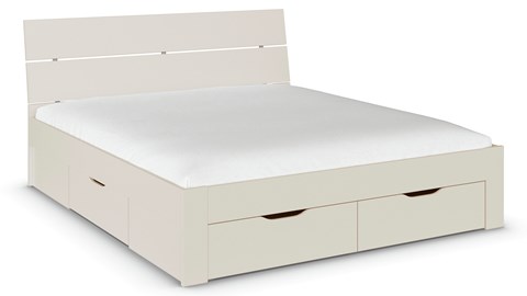 Bed Nori met hoofdbord en 4 opbergladen, champagne