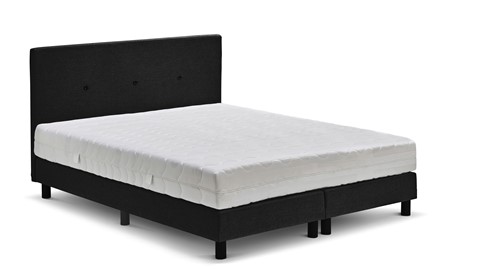 Boxspring Illinois vlak met Bridge matras, zwart