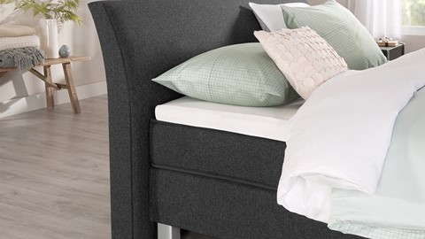 Boxspring Morero vlak met gestoffeerd matras, charcoal