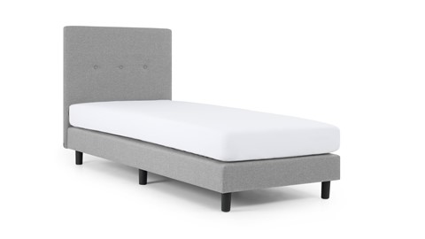 Boxspring Illinois vlak met Bridge matras 1-persoons, lichtgrijs
