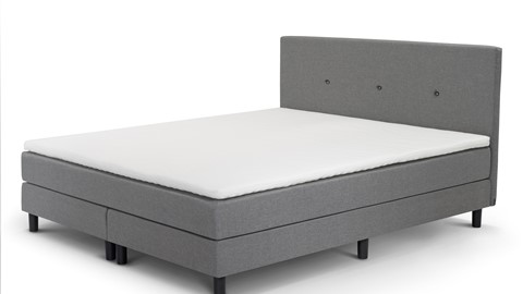 Boxspring Illinois vlak met gestoffeerd matras, lichtgrijs