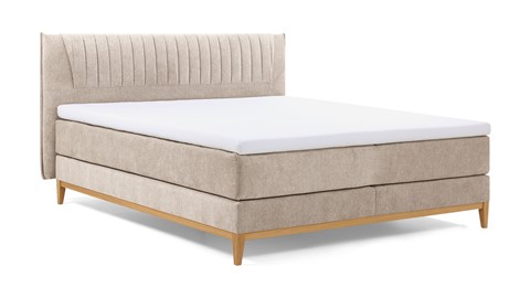 Boxspring Nove vlak met gestoffeerde matras, beige