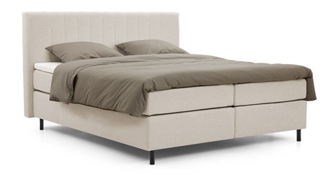 Boxspring Stripe vlak met gestoffeerd matras, beige