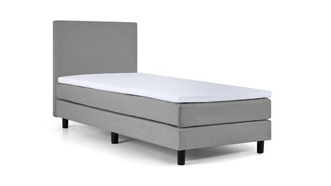 Boxspring Boston vlak met gestoffeerd matras, lichtgrijs