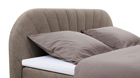 Boxspring Scallop vlak met gestoffeerd matras, taupe