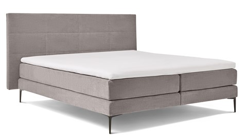 Boxspring Blocks vlak met gestoffeerd matras, grijs