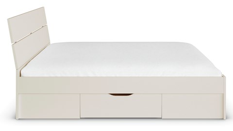 Bed Nori met hoofdbord en 4 opbergladen, champagne