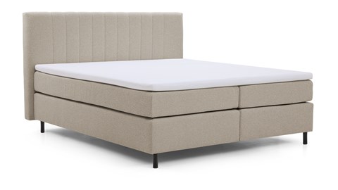 Boxspring Stripe vlak met gestoffeerd matras, lichtgrijs