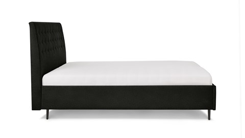 Bed Luxe met hoofdbord Button, zwart