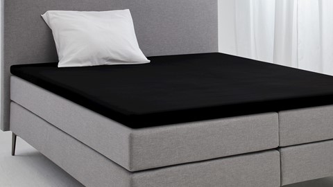 Hoeslaken Satijn splittopper, antraciet