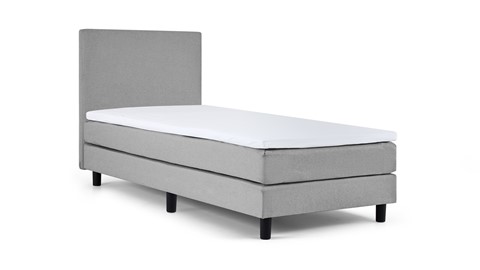 Boxspring California vlak met gestoffeerd matras 1-persoons, lichtgrijs