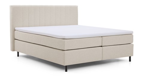 Boxspring Stripe vlak met gestoffeerd matras, beige