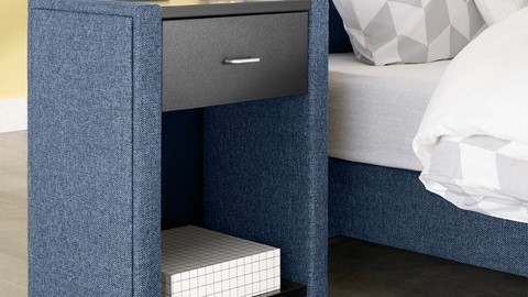 Box Kerry Deluxe vlak met polyether matras, blauw