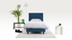 Boxspring Illinois vlak met Bridge matras 1-persoons, blauw