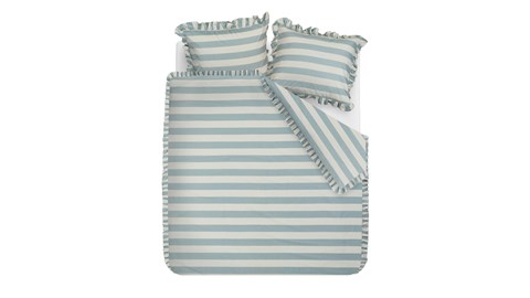 Dekbedovertrek Striped Ruffle, blue