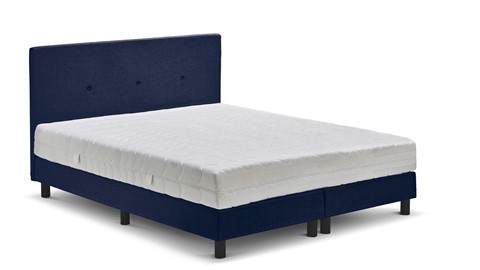 Boxspring Illinois vlak met Bridge matras, blauw