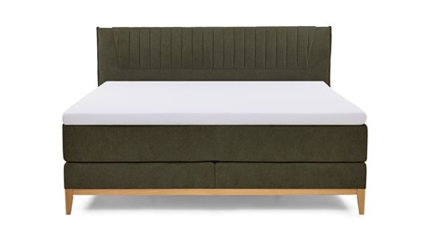 Boxspring Nove vlak met gestoffeerde matras, donkergroen