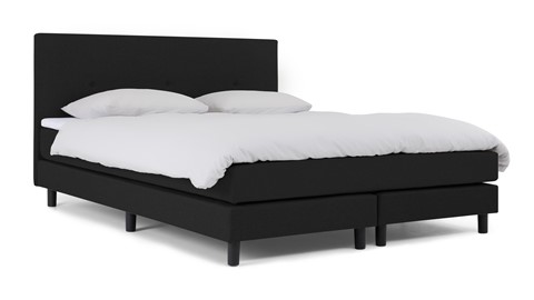 Boxspring Illinois vlak met gestoffeerd matras 2-persoons, zwart
