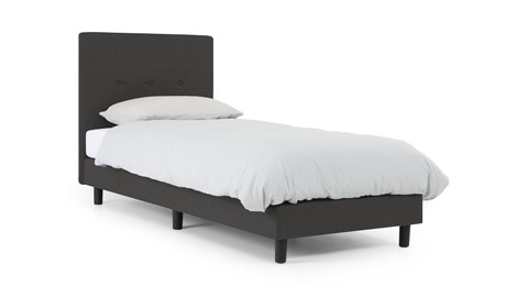 Boxspring Illinois vlak met Bridge matras 1-persoons, donkergrijs