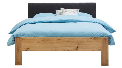 Bed Space met gestoffeerd hoofdbord, eiken + grijs