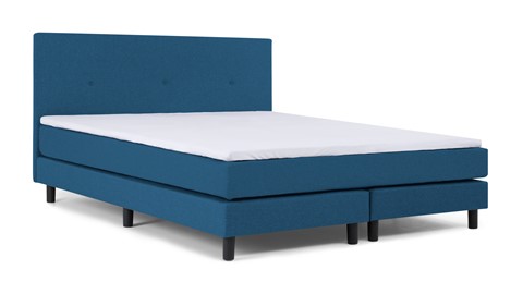 Boxspring Illinois vlak met gestoffeerd matras 2-persoons, blauw