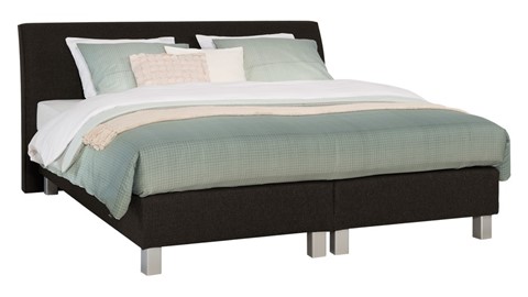 Boxspring Morero vlak met polyether matras, zwart