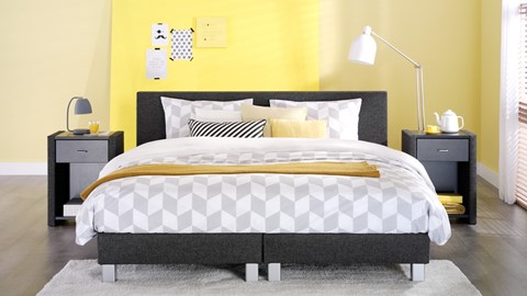Box Kerry Deluxe vlak met polyether matras, charcoal