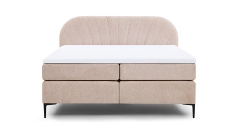 Boxspring Scallop vlak met gestoffeerd matras, pale