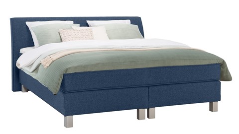 Boxspring Morero vlak met gestoffeerd matras, blauw