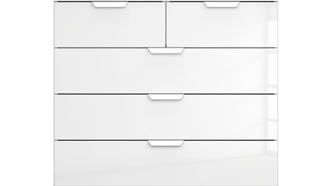 Commode Reno met 5 laden, alpine wit/hoogglans wit
