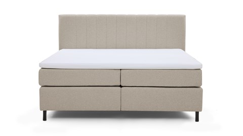 Boxspring Stripe vlak met gestoffeerd matras, lichtgrijs